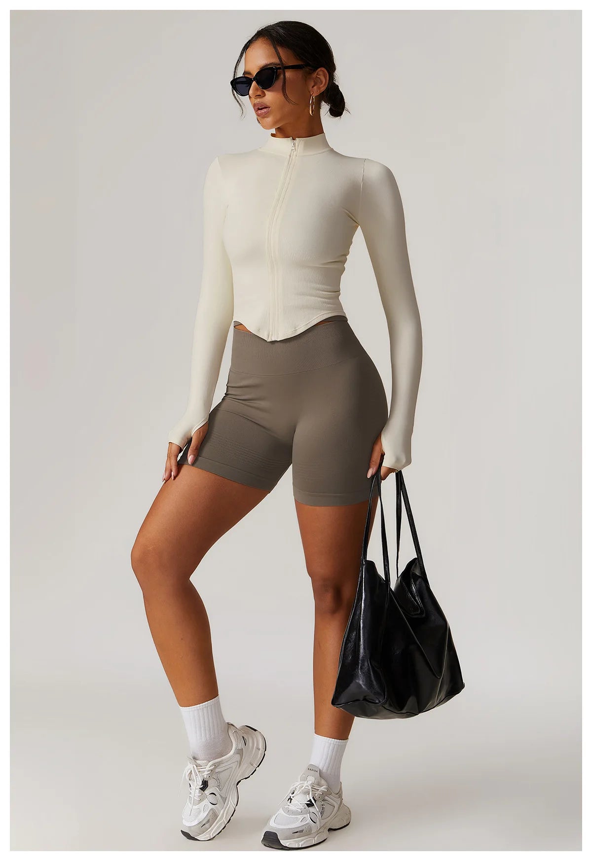 Zipper Jacket Women Crop Tops Yoga T-shirts Solid Sports Top Long Sleeve Running Shirts Sexy Quick Dry Fitness Gym Sport Wear