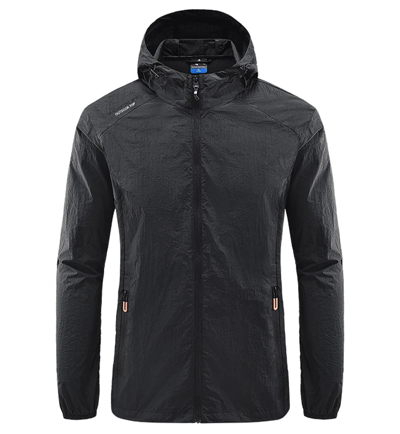 Summer Men Hiking Fishing Cycling Hooded Gym Sport Windbreaker Ultra Light Coat Men Outdoor Quick Dry Sun-Protective Thin Jacket