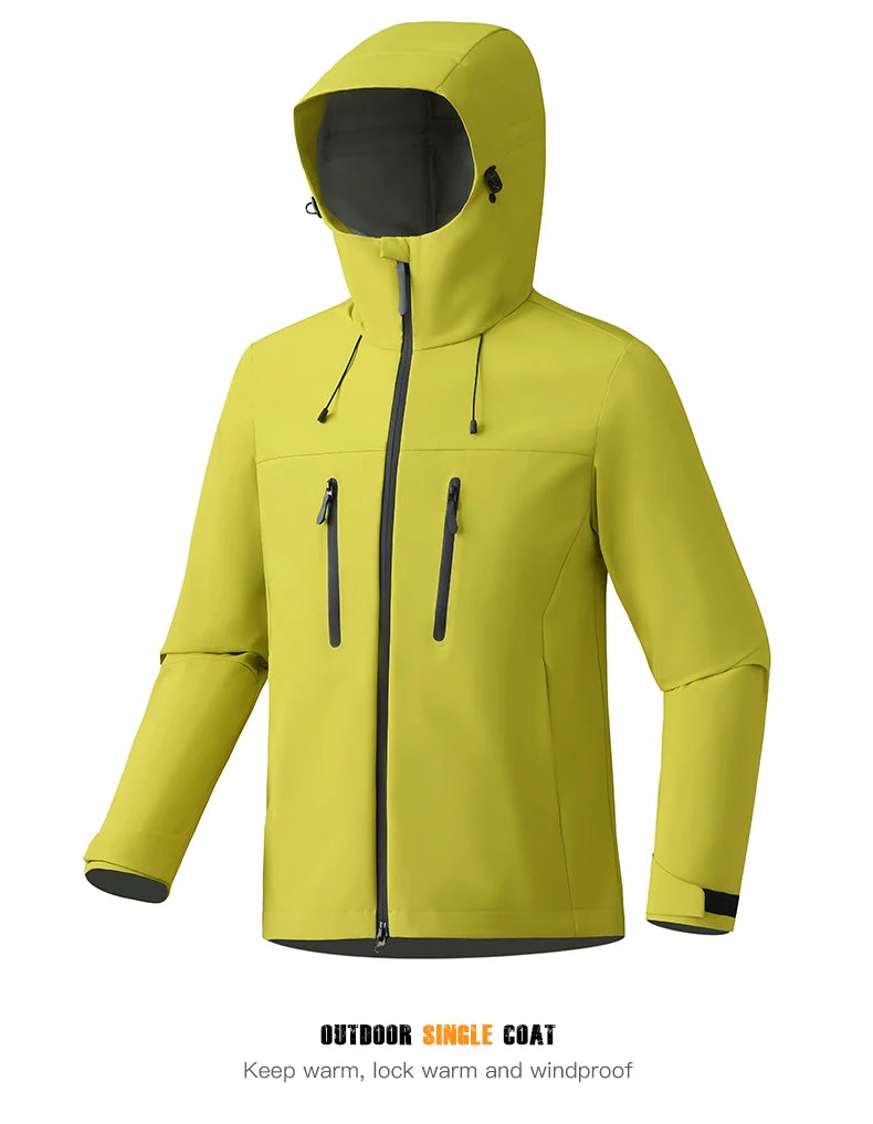 EUMERGX Unisex Waterproof Windbreaker Jacket - Single-Layer Raincoat for Hiking, Camping - Certified Moderate Rain Protection