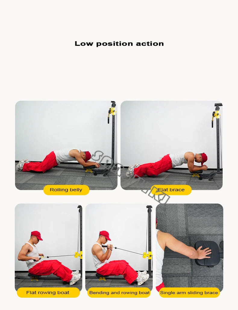 Rowing machine fitness equipment, exercise high pull stand dumbbell multifunctional integrated training device, smith machine