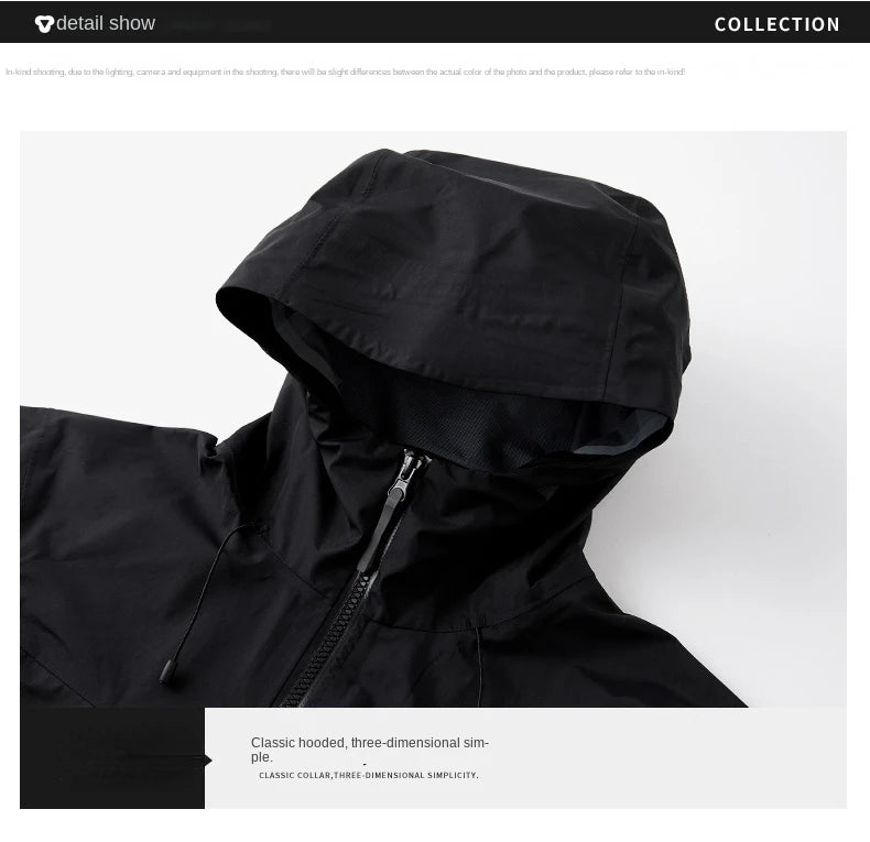 Jacket Men's Sports Casual Soft-shell Zipper Pocket Water Repellent Windbreaker New Autumn Functional Camping Hooded Raincoat