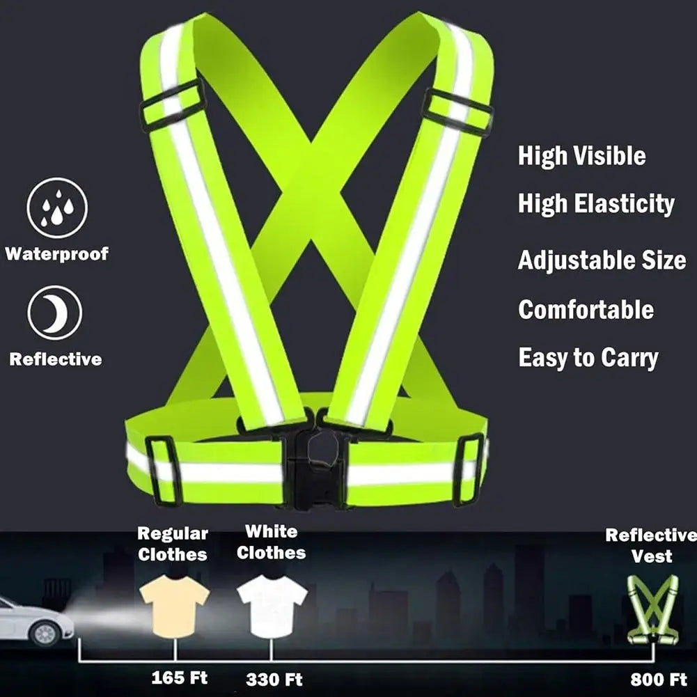 Reflective Safety Vests Lightweight Adjustable Elastic Vest Jacket Hi Vis Reflective Strips for Traffic Control Running Cycling