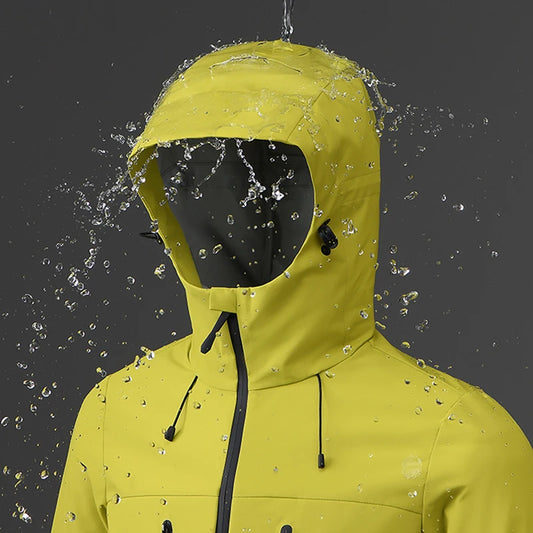 EUMERGX Unisex Waterproof Windbreaker Jacket - Single-Layer Raincoat for Hiking, Camping - Certified Moderate Rain Protection