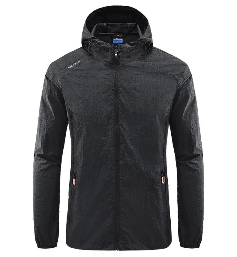 Summer Men Hiking Fishing Cycling Hooded Gym Sport Windbreaker Ultra Light Coat Men Outdoor Quick Dry Sun-Protective Thin Jacket