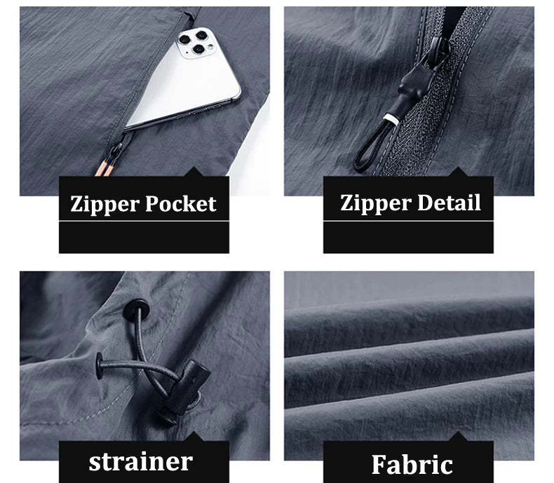 Summer Men Hiking Fishing Cycling Hooded Gym Sport Windbreaker Ultra Light Coat Men Outdoor Quick Dry Sun-Protective Thin Jacket