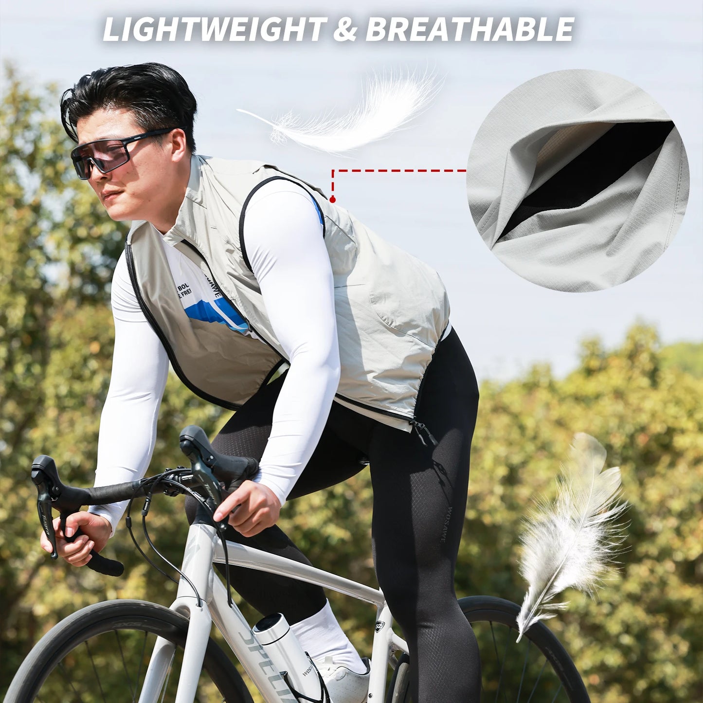 WOSAWE Lightweight Cycling Vest Men Women Reflective Windproof MTB Bike Windbreaker Mesh Back Running Gilet Wind Vest Jacket