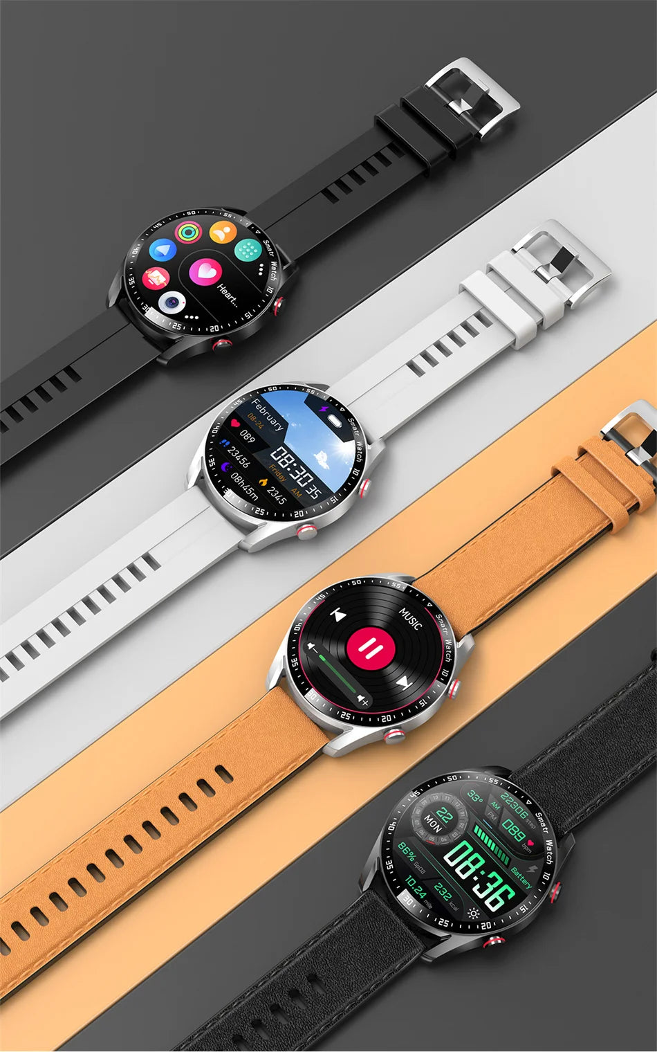 2025 New Voice Call Smart Watch Men GT Series 1.53 inch AMOLED Screen Sports Watch ECG+PPG Health Smartwatch For Android IOS