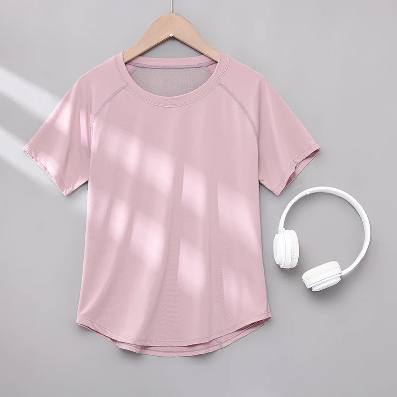 DRUR Yoga Tops Sportswear Woman Gym Shirts Breathable Quick Dry Short Sleeve Workout T Shirt Jogger Running T Shirt Yogawear New
