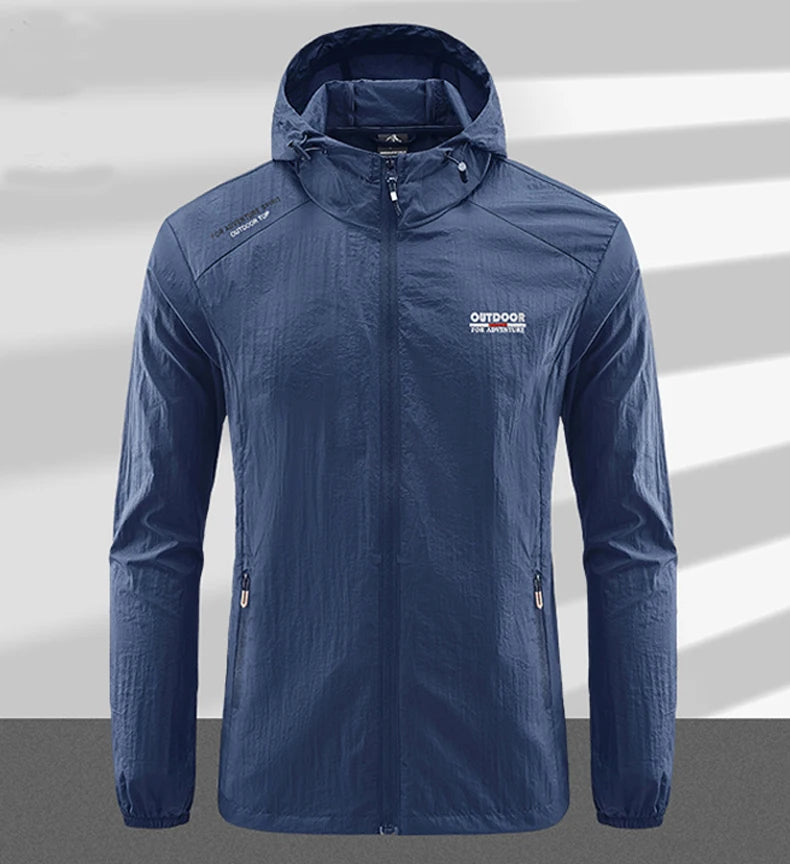 Summer Men Hiking Fishing Cycling Hooded Gym Sport Windbreaker Ultra Light Coat Men Outdoor Quick Dry Sun-Protective Thin Jacket