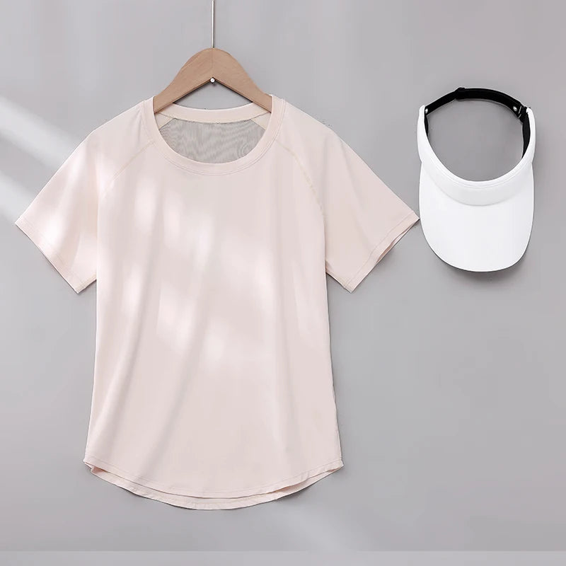 DRUR Yoga Tops Sportswear Woman Gym Shirts Breathable Quick Dry Short Sleeve Workout T Shirt Jogger Running T Shirt Yogawear New