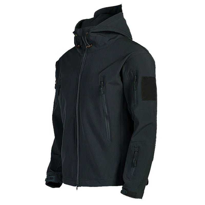 2024 new Multiple pockets Outdoor Sharkskin Softshell Rushing Jacket Suit Men's Fan Windproof Padded Mountaineering Jacket