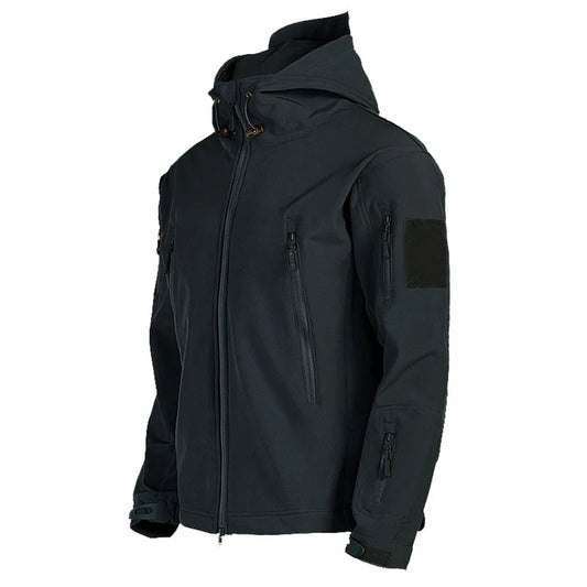 2024 new Multiple pockets Outdoor Sharkskin Softshell Rushing Jacket Suit Men's Fan Windproof Padded Mountaineering Jacket