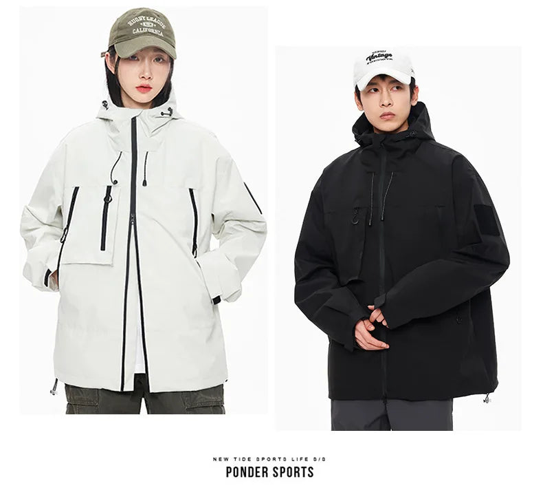 EU Size Korean Hiking Jackets Waterproof Coat Men Women Hooded Windbreaker Camping Fishing Cycling Fitness Camping Jackets