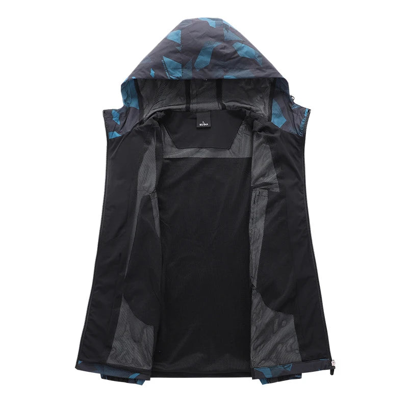 New Summer Men Hooded Jackets Anti-UV Hooded Trekking Jogging Long Sleeve Windbreaker Wear-resistant Mountain Coat Jacket Hombre