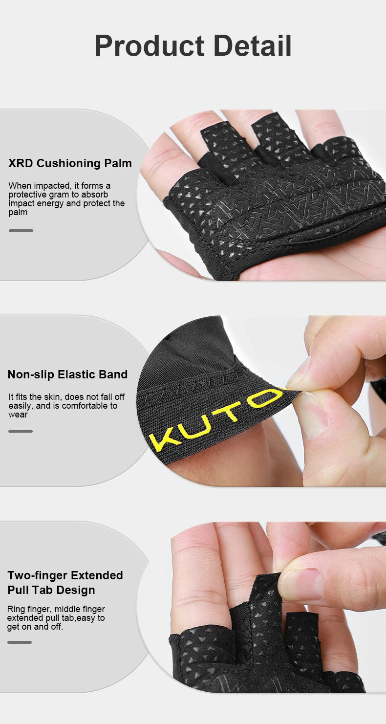 KUTOOK Men's And Women's Fitness Four Fingers Gloves Breathable Anti-slip Shock Absorption Yoga Dumbbell Cycling Sports Gloves