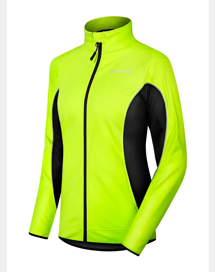 INBIKE Winter Women Cycling Jackets Thermal Fleece Biking Clothes Bicycle Road Bike Windbreaker MTB Reflective Jacket  for Women