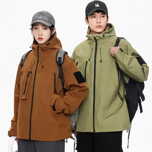 EU Size Korean Hiking Jackets Waterproof Coat Men Women Hooded Windbreaker Camping Fishing Cycling Fitness Camping Jackets