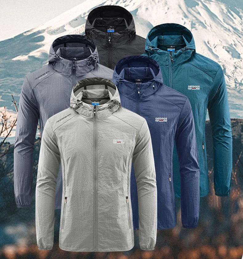 Summer Men Hiking Fishing Cycling Hooded Gym Sport Windbreaker Ultra Light Coat Men Outdoor Quick Dry Sun-Protective Thin Jacket