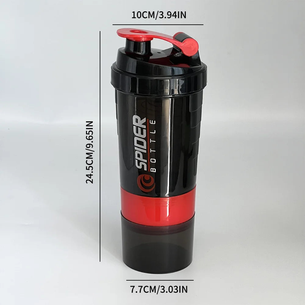 3 Layers Shaker Protein Bottle Powder Shake Cup Water Bottle Plastic Mixing Cup Body Building Exercise Bottle