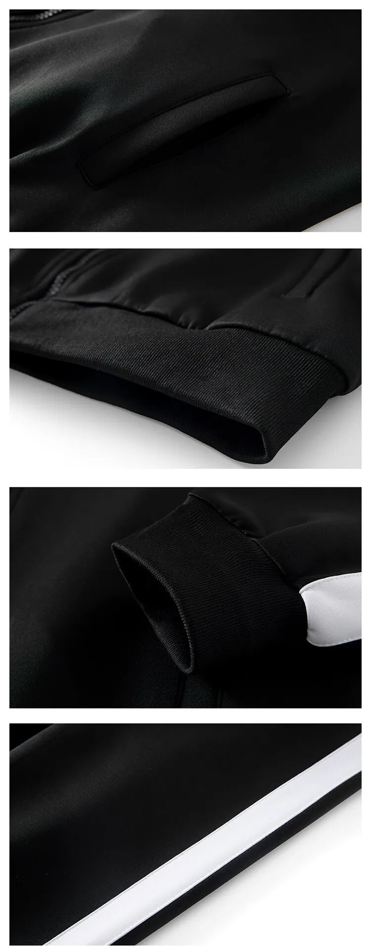 2024 Autumn Korean Tracksuit Men Zip Pocket Running Sets Striped Sporting Suit Jacket+ Sweatpants Jogging Fitness Clothing