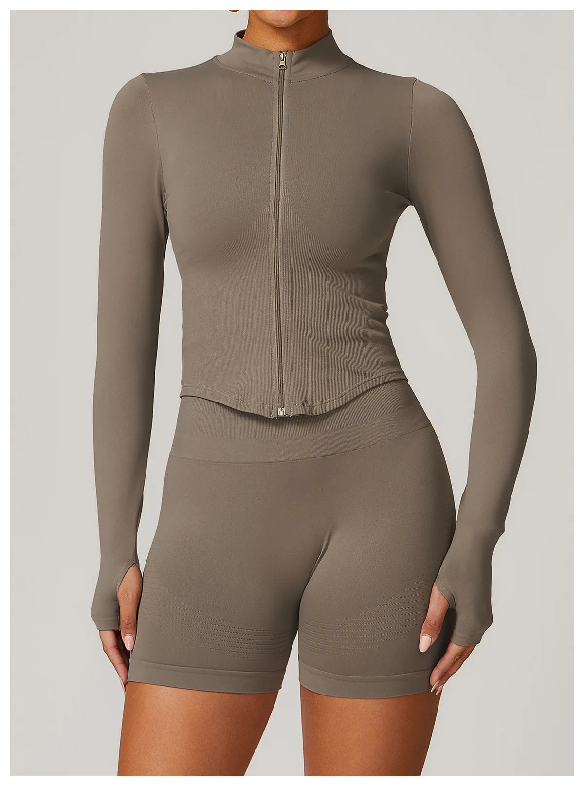 Zipper Jacket Women Crop Tops Yoga T-shirts Solid Sports Top Long Sleeve Running Shirts Sexy Quick Dry Fitness Gym Sport Wear