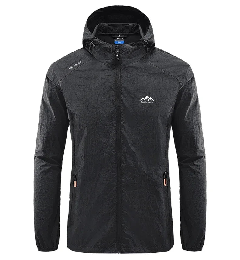 Summer Men Hiking Fishing Cycling Hooded Gym Sport Windbreaker Ultra Light Coat Men Outdoor Quick Dry Sun-Protective Thin Jacket