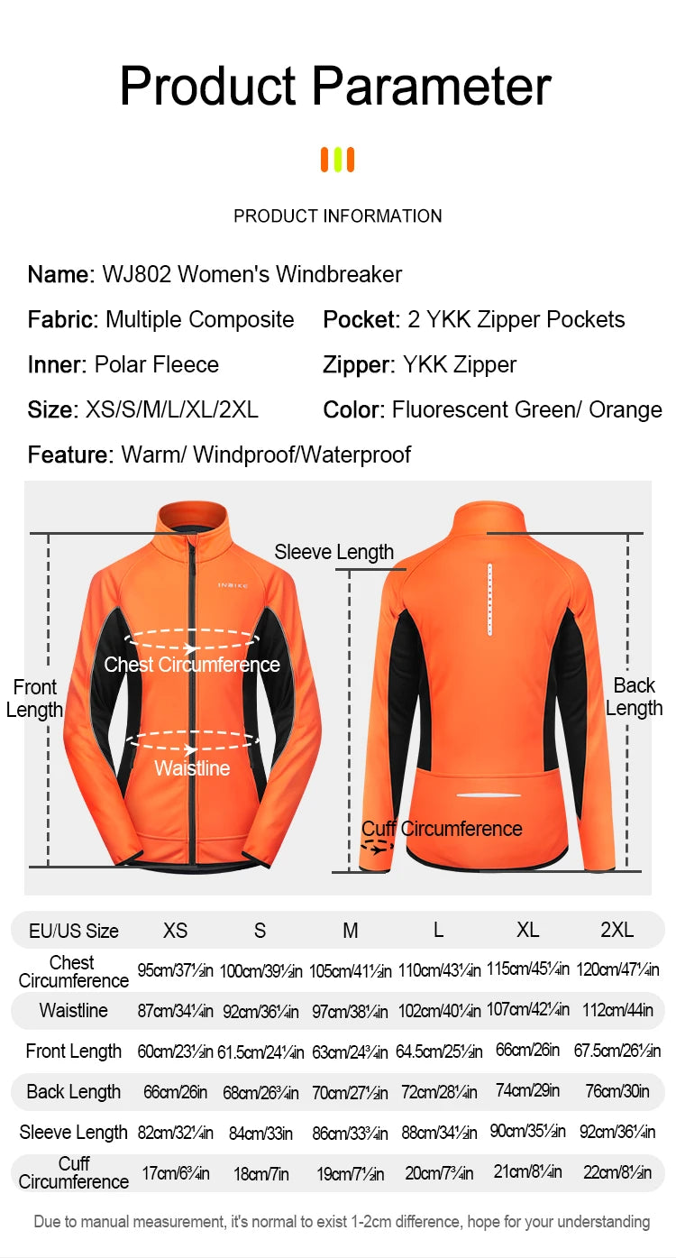 INBIKE Winter Women Cycling Jackets Thermal Fleece Biking Clothes Bicycle Road Bike Windbreaker MTB Reflective Jacket  for Women
