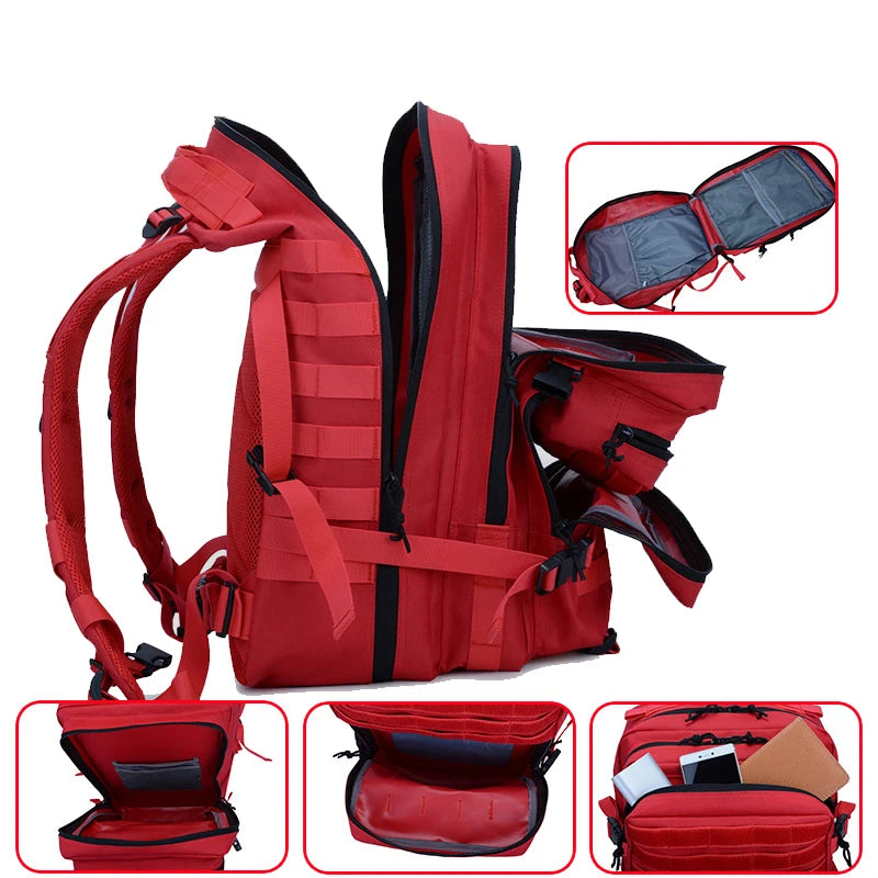 45L Tactical Backpack Outdoor Traveling Bag Fitness MOLLE Backpack School Pack GYM EDC Hiking Rucksack Witch Bottle Holder