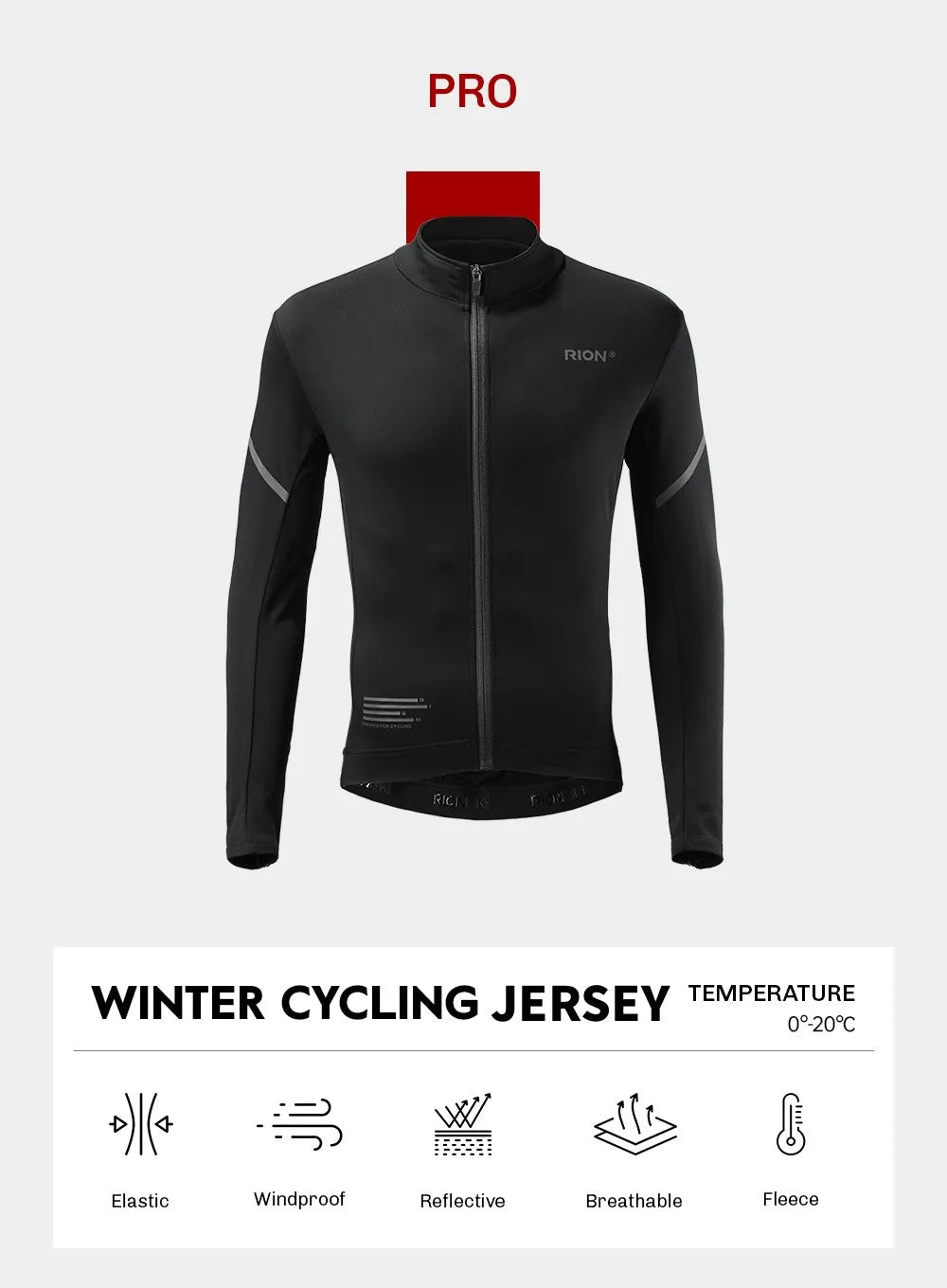 RION Winter Man Cycling Jersey MTB Jerseys Road Bike Shirts  Bicycle Clothing Long Sleeve Motorcross T-Shirt Windbreaker Fleece
