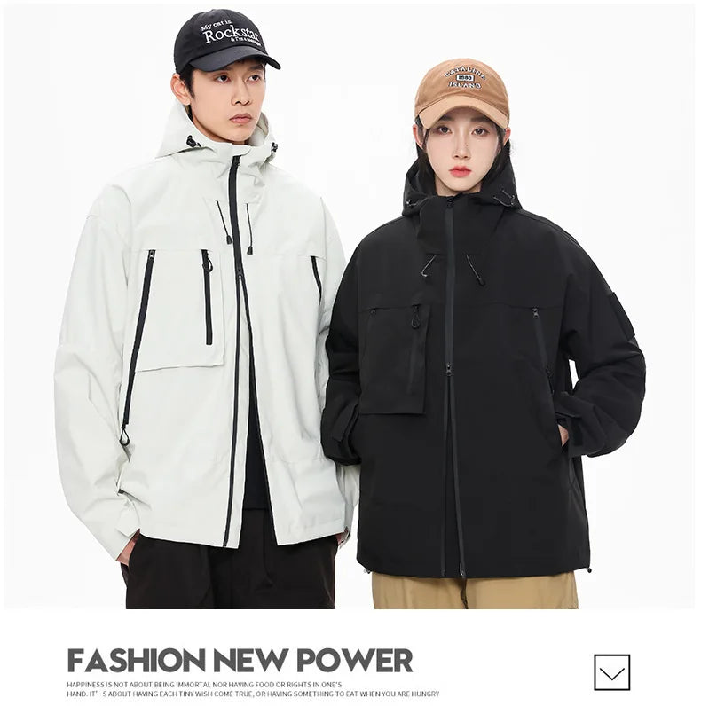 EU Size Korean Hiking Jackets Waterproof Coat Men Women Hooded Windbreaker Camping Fishing Cycling Fitness Camping Jackets