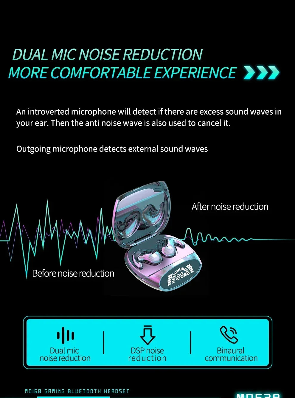 Sleep Invisible Stereo Headset IPX5 Waterproof Wireless Bluetooth Earphone Earbuds with Mic for Phone Bluetooth 5.3 Headphones