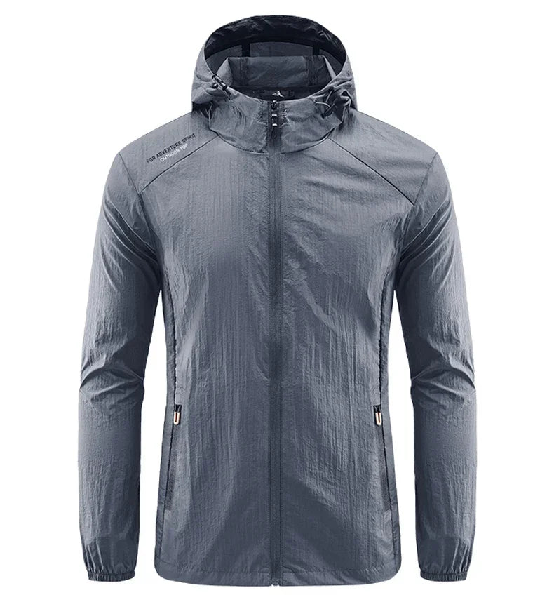 Summer Men Hiking Fishing Cycling Hooded Gym Sport Windbreaker Ultra Light Coat Men Outdoor Quick Dry Sun-Protective Thin Jacket