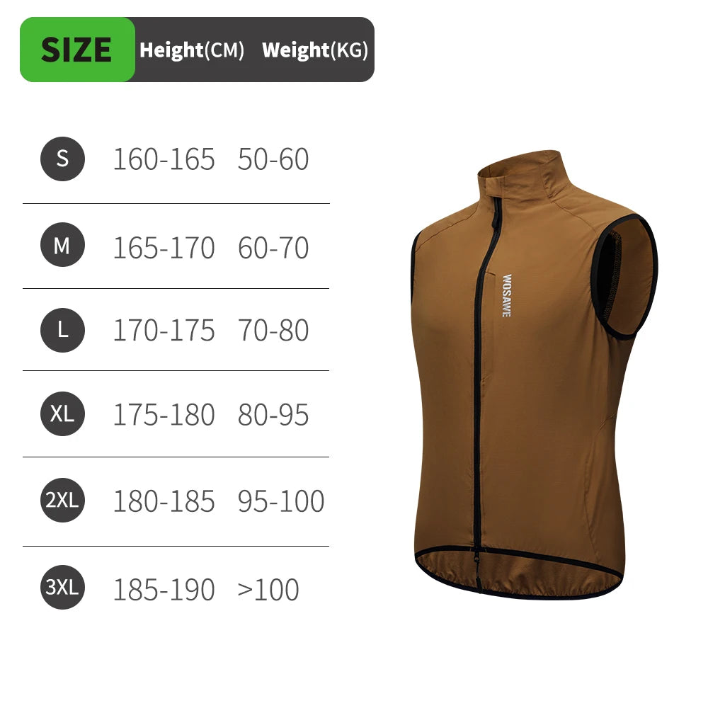 WOSAWE Lightweight Cycling Vest Men Women Reflective Windproof MTB Bike Windbreaker Mesh Back Running Gilet Wind Vest Jacket