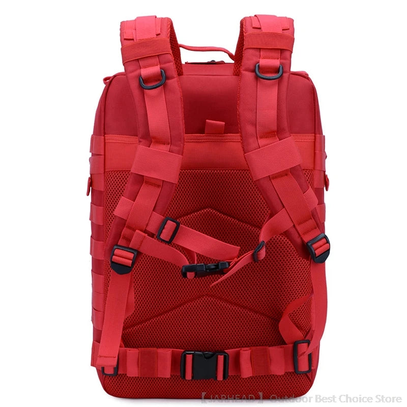45L Tactical Backpack Outdoor Traveling Bag Fitness MOLLE Backpack School Pack GYM EDC Hiking Rucksack Witch Bottle Holder