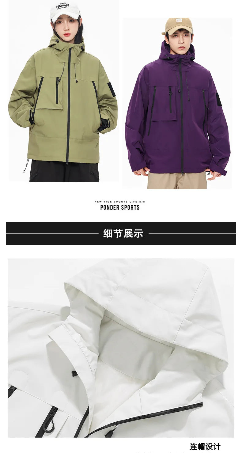 EU Size Korean Hiking Jackets Waterproof Coat Men Women Hooded Windbreaker Camping Fishing Cycling Fitness Camping Jackets