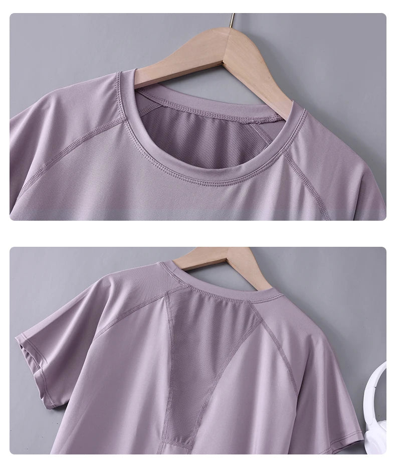 DRUR Yoga Tops Sportswear Woman Gym Shirts Breathable Quick Dry Short Sleeve Workout T Shirt Jogger Running T Shirt Yogawear New