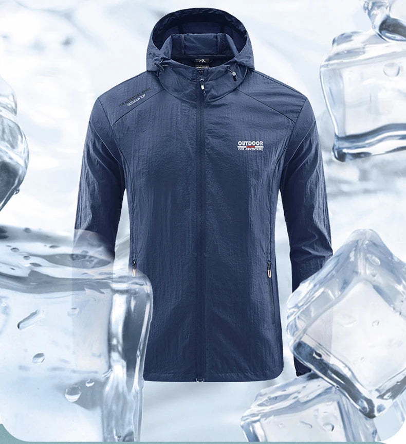 Summer Men Hiking Fishing Cycling Hooded Gym Sport Windbreaker Ultra Light Coat Men Outdoor Quick Dry Sun-Protective Thin Jacket