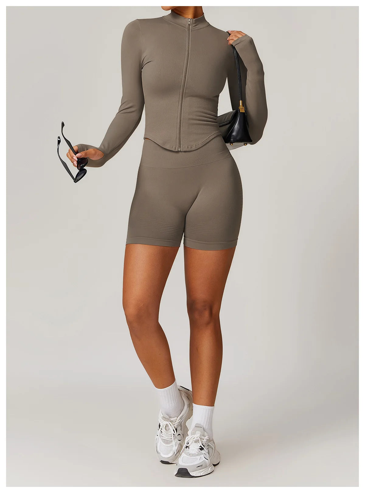 Zipper Jacket Women Crop Tops Yoga T-shirts Solid Sports Top Long Sleeve Running Shirts Sexy Quick Dry Fitness Gym Sport Wear