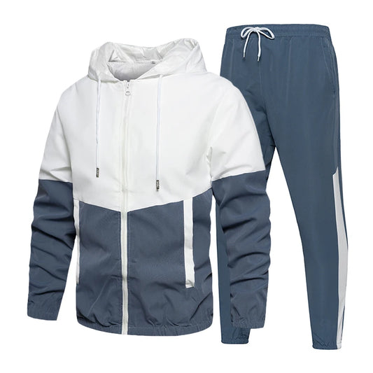 Spring Autumn Men Tracksuit Casual Set Mens Joggers Hooded Sportswear Jackets Pants 2 Piece Sets Hip Hop Running Sports Suit