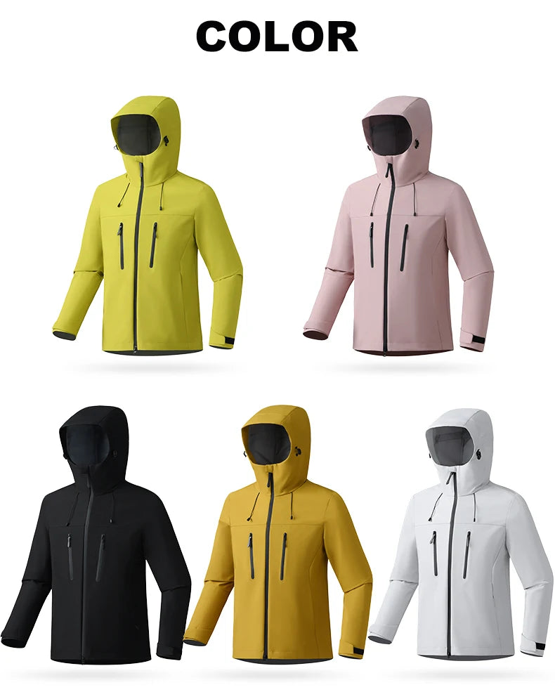 EUMERGX Unisex Waterproof Windbreaker Jacket - Single-Layer Raincoat for Hiking, Camping - Certified Moderate Rain Protection