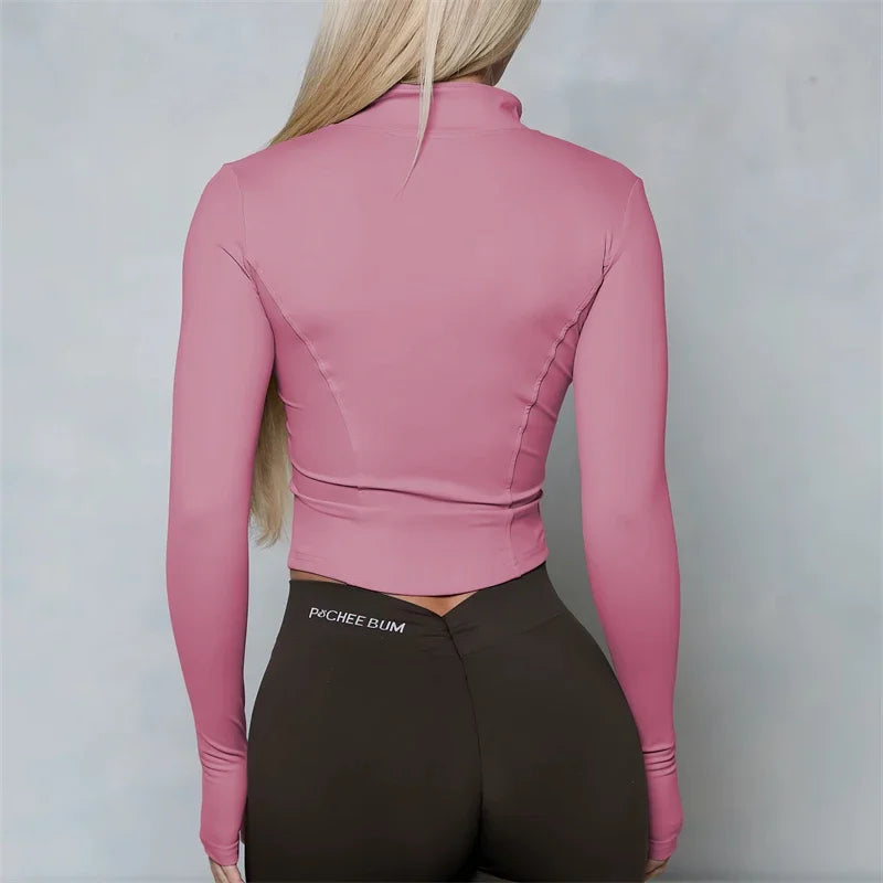 Women BUM New Sculpting Jacket Running Elasticity Yoga Jacket Slim Top Coat Women's Sports Jacket Gym Long Sleeves Women Zipper
