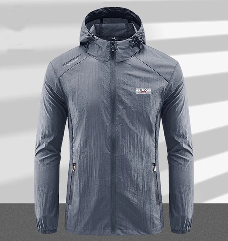 Summer Men Hiking Fishing Cycling Hooded Gym Sport Windbreaker Ultra Light Coat Men Outdoor Quick Dry Sun-Protective Thin Jacket
