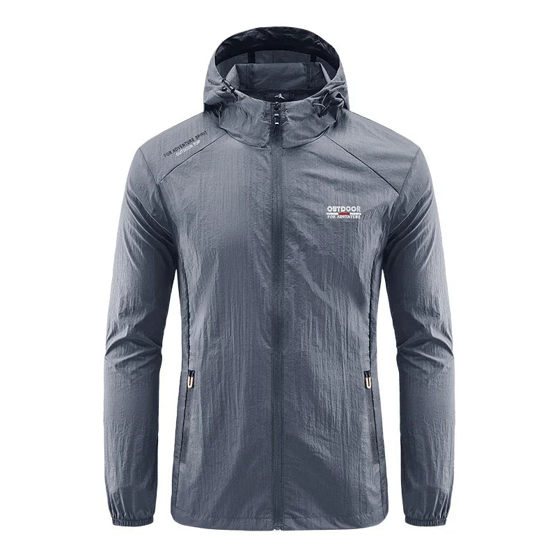 Summer Men Hiking Fishing Cycling Hooded Gym Sport Windbreaker Ultra Light Coat Men Outdoor Quick Dry Sun-Protective Thin Jacket