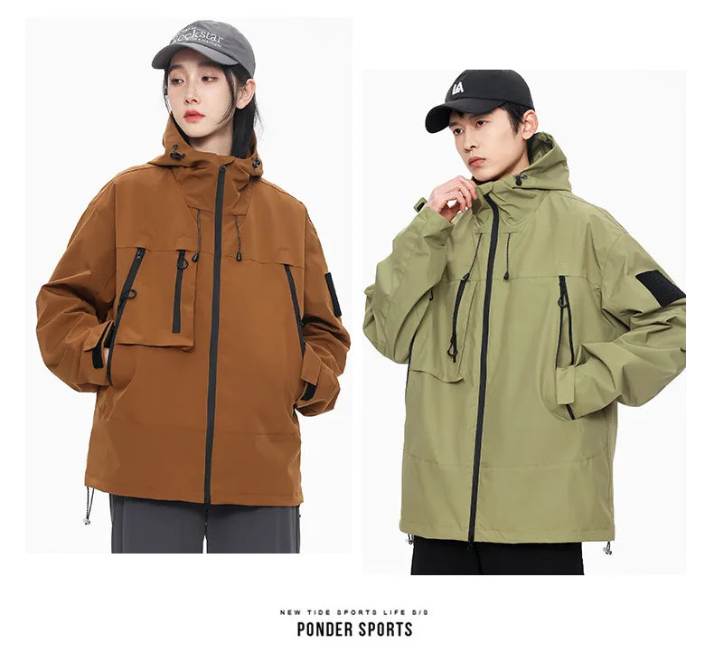 EU Size Korean Hiking Jackets Waterproof Coat Men Women Hooded Windbreaker Camping Fishing Cycling Fitness Camping Jackets