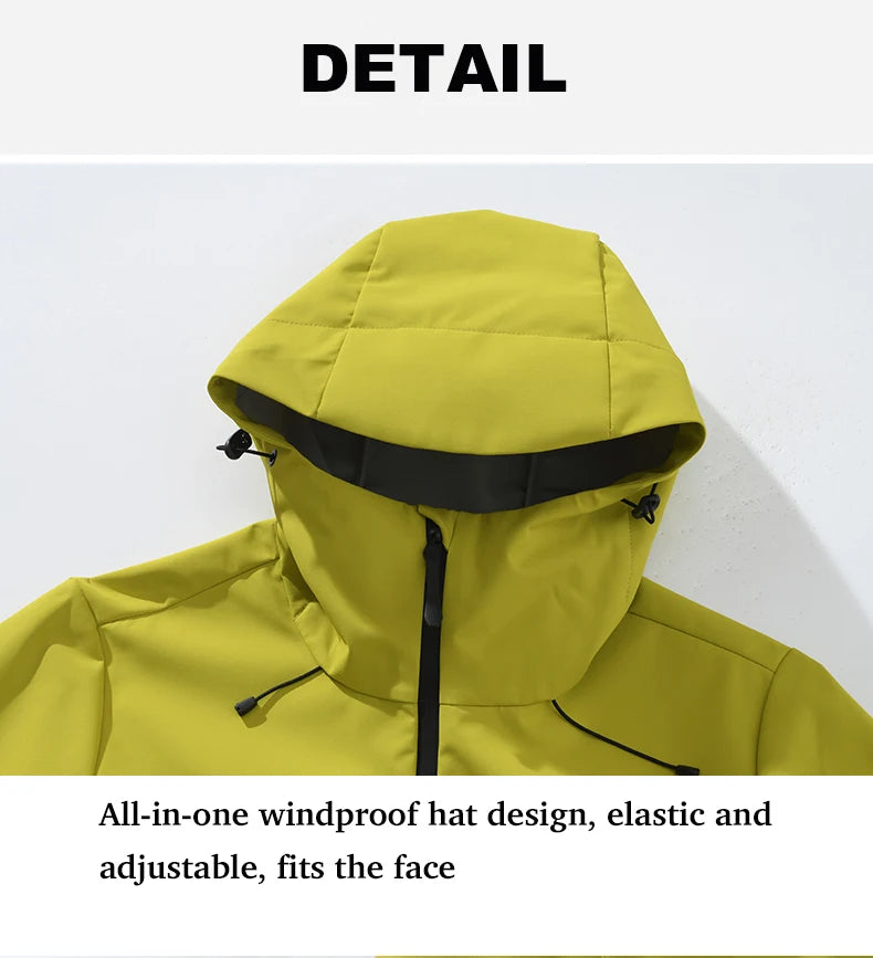 EUMERGX Unisex Waterproof Windbreaker Jacket - Single-Layer Raincoat for Hiking, Camping - Certified Moderate Rain Protection
