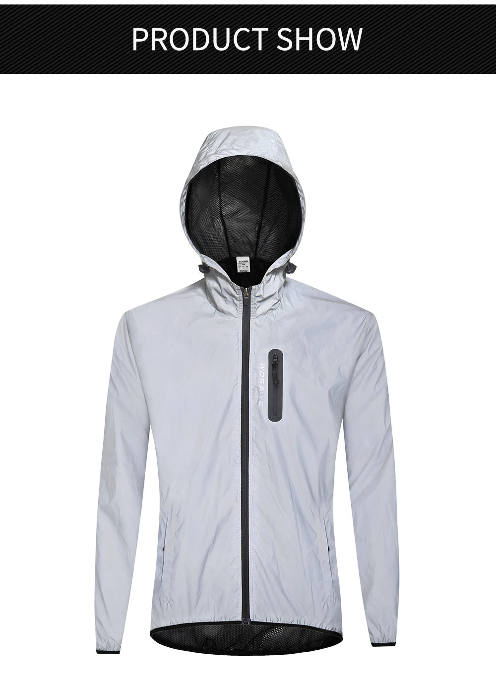 WOSAWE Autumn Winter Men Reflective Jacket Reflect Motorcycle Jacket Men /Women Waterproof Windbreaker Hoodies