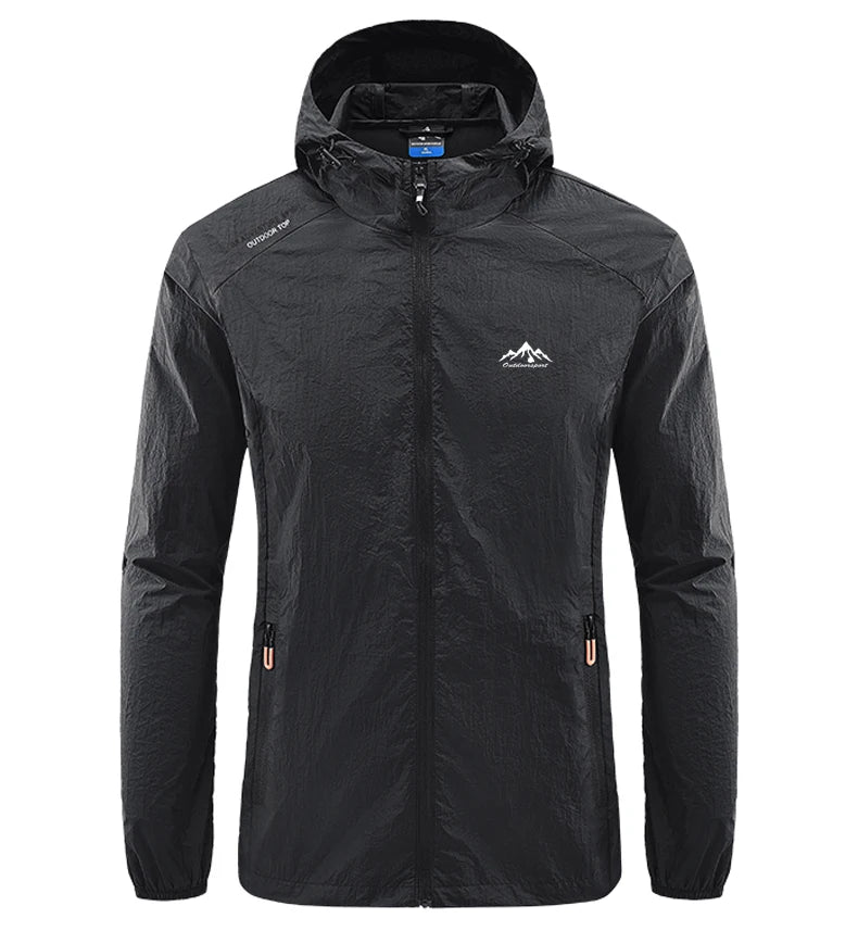 Summer Men Hiking Fishing Cycling Hooded Gym Sport Windbreaker Ultra Light Coat Men Outdoor Quick Dry Sun-Protective Thin Jacket