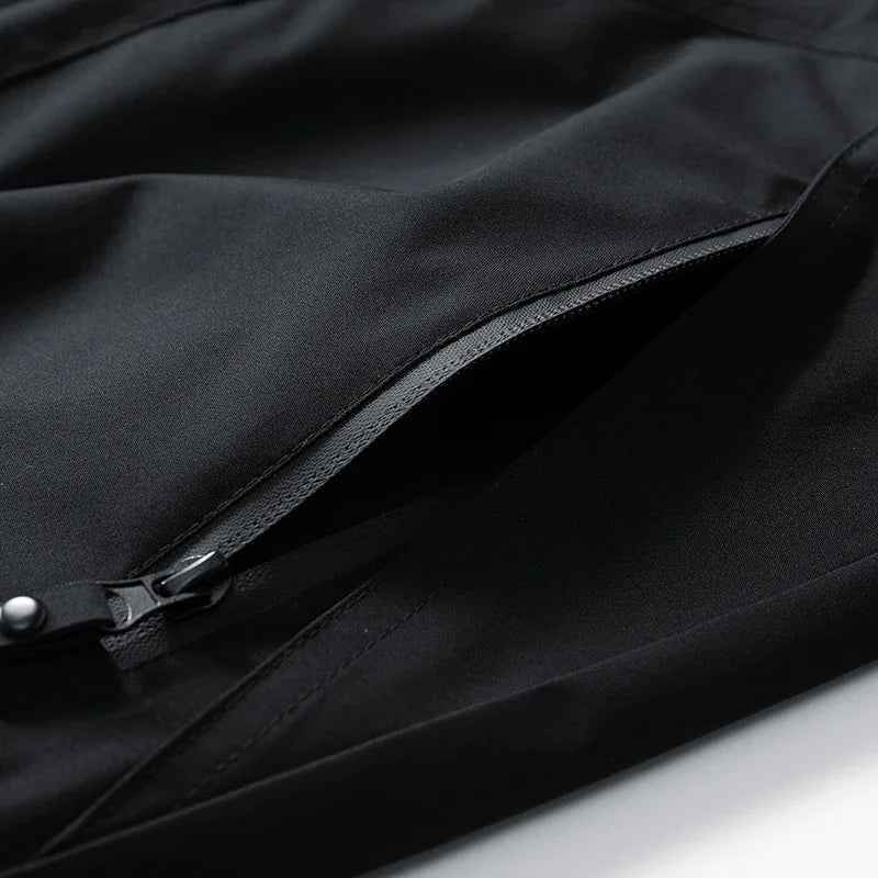 Waterproof Camping Jacket Men Outdoor Softshell Zip Up Hooded Cargo Jacket Man Windbreaker Hiking Coat Lightweight Spring Autumn