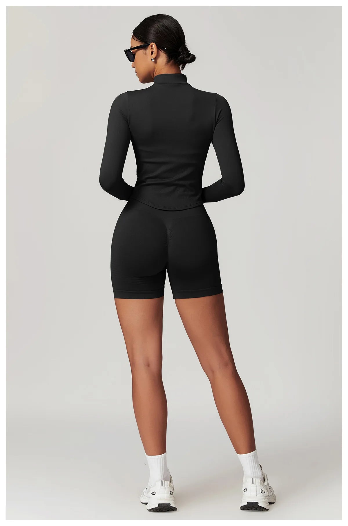 Zipper Jacket Women Crop Tops Yoga T-shirts Solid Sports Top Long Sleeve Running Shirts Sexy Quick Dry Fitness Gym Sport Wear