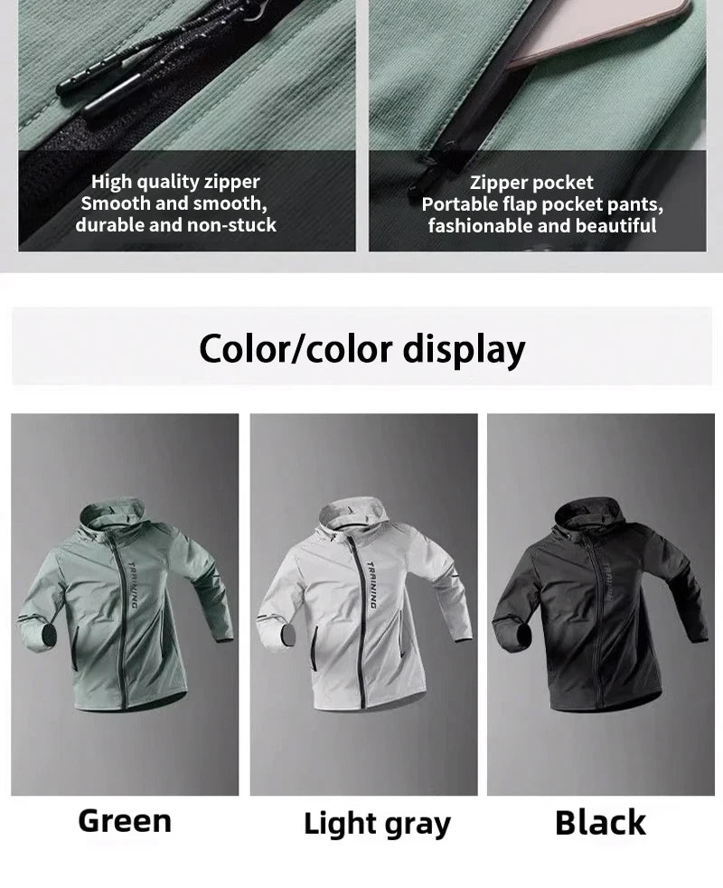 Men's Running Jacket Windproof Sport Training Coat for Spring  Autumn Waterproof  Quick-Dry Rainproof Cycling Windbreaker coats